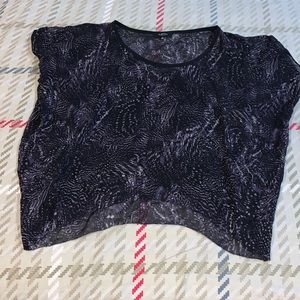 Aritzia Babaton black and purple silk bat sleeve blouse